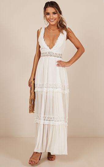 Thrills And Spills Maxi Dress In White