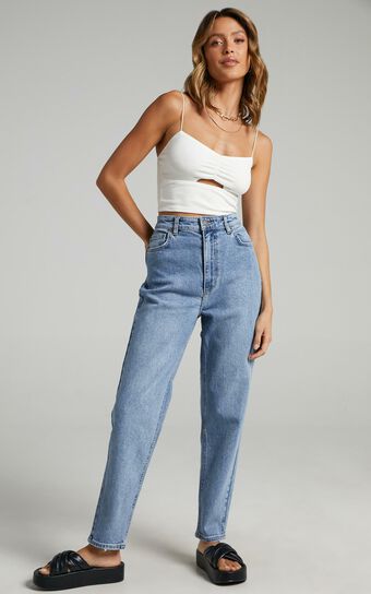 Lee - Hourglass High Mom Jeans in Bias Blue
