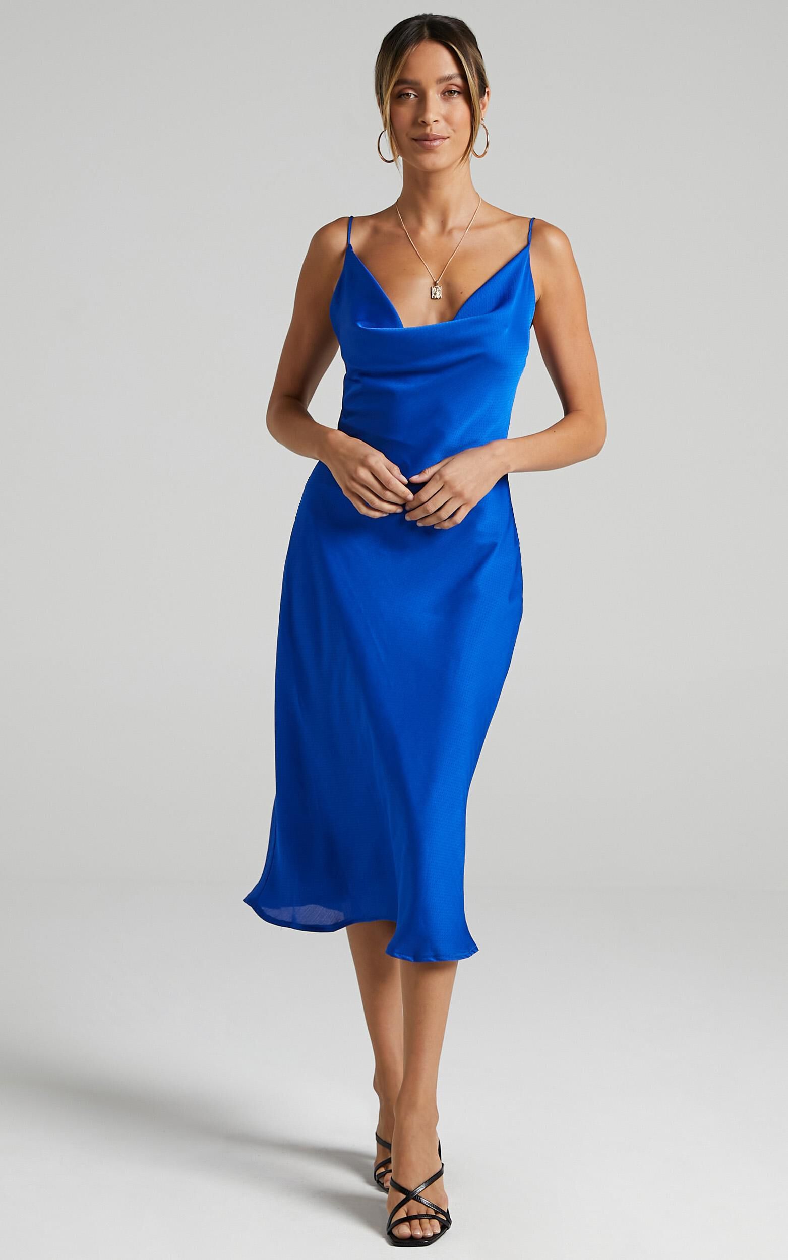 Malmuira Dress in Cobalt Satin | Showpo USA