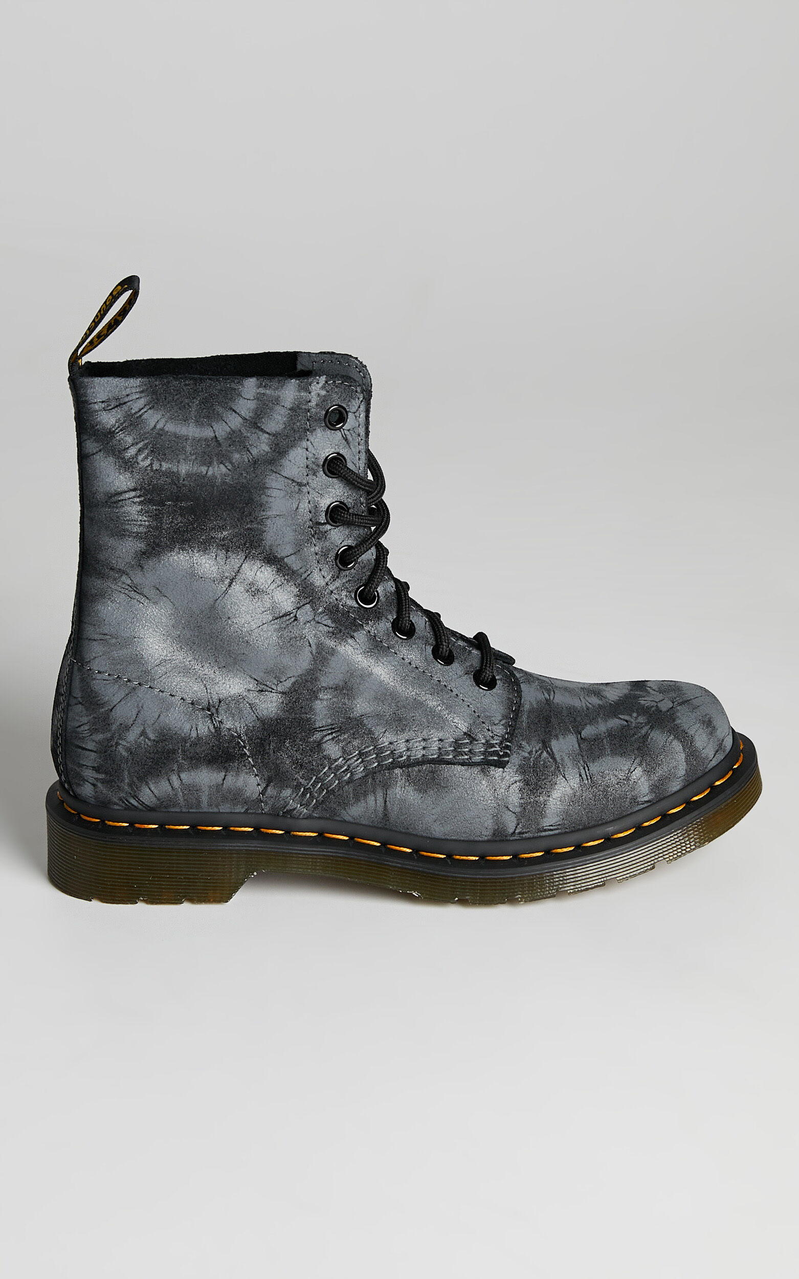 Dr. Martens - 1460 Pascal Tie Dye Boots in Black Charcoal Grey Tie Dye Printed Suede - 05, BLK1, super-hi-res image number null