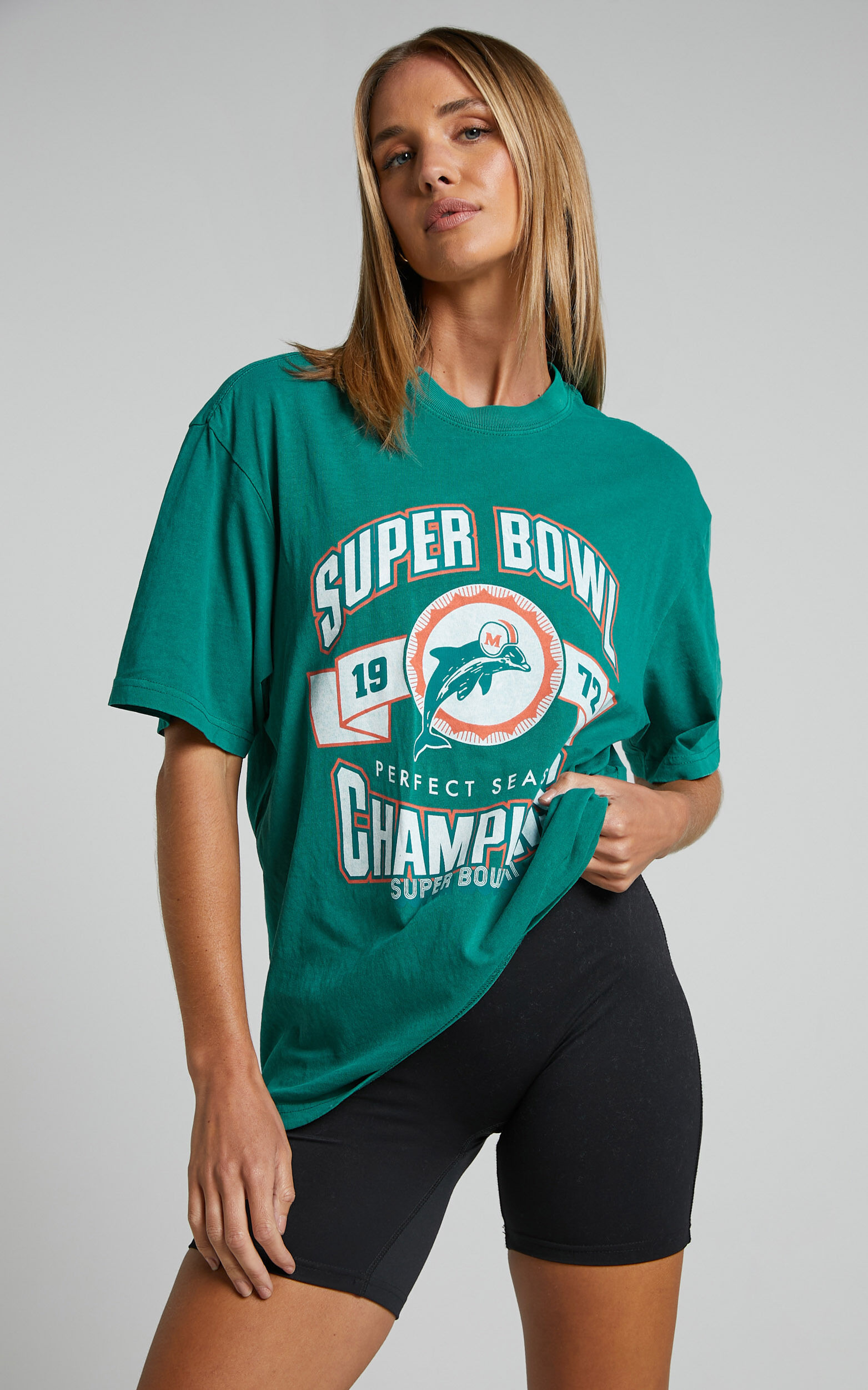 Mitchell & Ness -Miami Dolphins PERFECT SEASON TEE in Faded Teal - L, GRN1, super-hi-res image number null