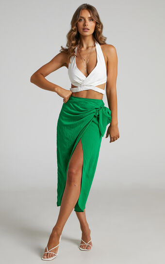 Chiruth Midi Wrap Skirt in Green