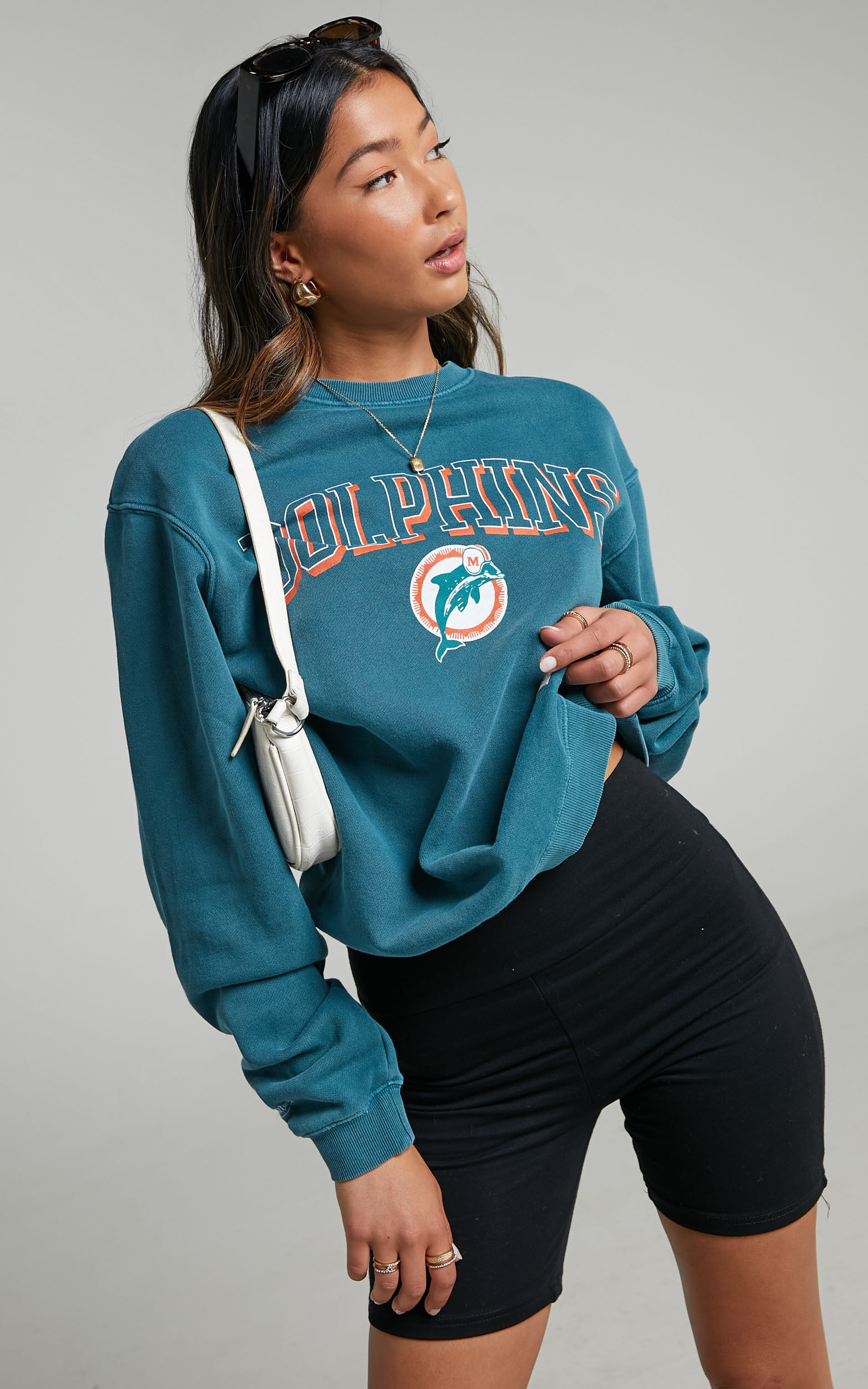 Mitchell & Ness - Vintage Keyline Miami Dolphins Jumper in Dolphins Teal - M, BLU1, super-hi-res image number null