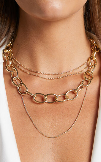 Inoue Layered Chunky Chain Necklace in Gold