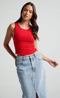 Can't You Tell Top - Ribbed Tank Top in Red