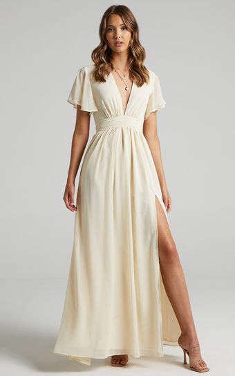 December Midaxi Dress - Empire Waist Dress in Cream