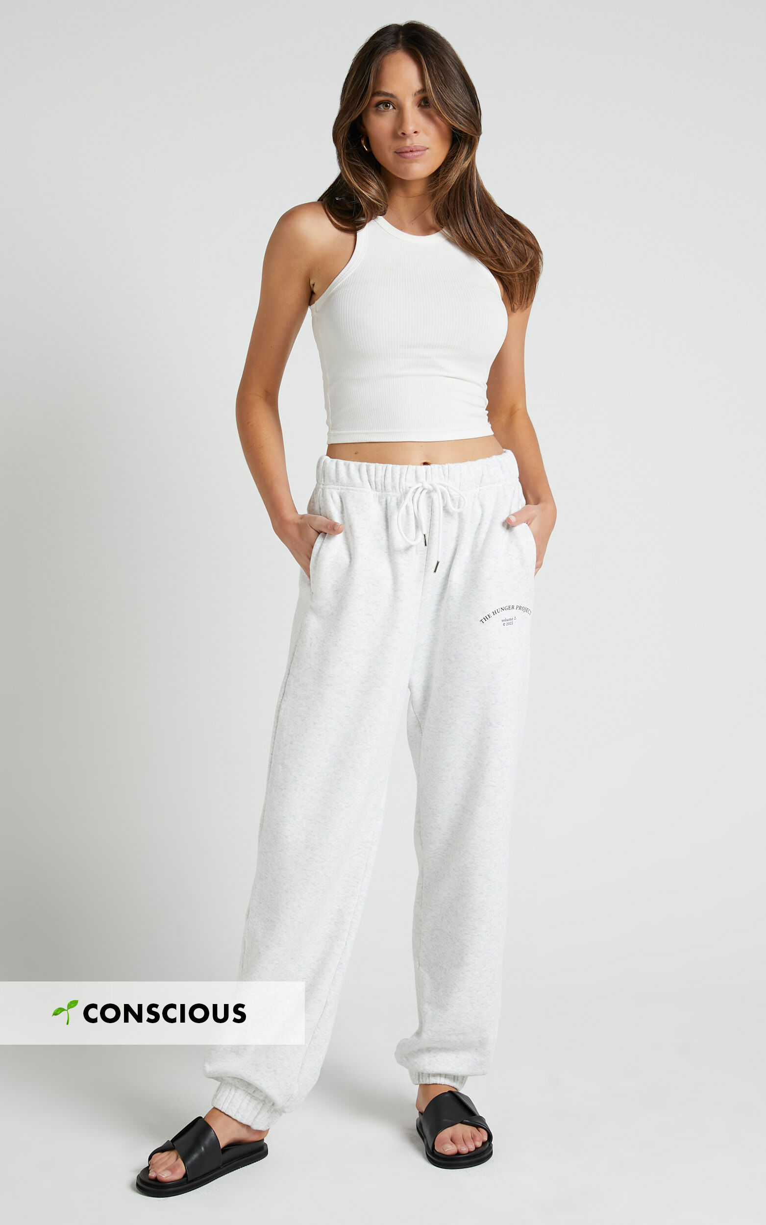The Hunger Project x Showpo - THP Track Pant in White Marle - 04, WHT1