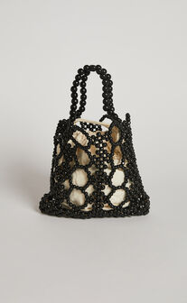 Blanchefleur Crochet Look Beaded Bag in Black