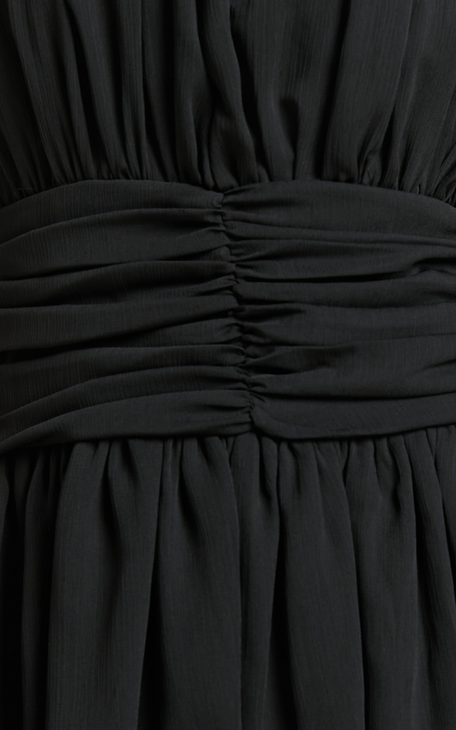 Adriel Mini Dress - High Neck Ruched Waist Sleeveless in Black | Showpo USA