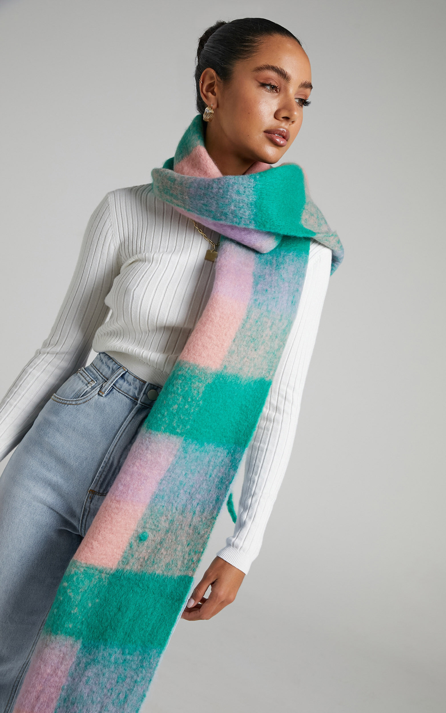 Samia Scarf in Pink/Green - NoSize, PNK1, super-hi-res image number null