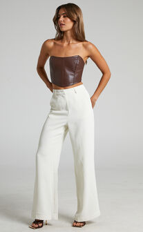 Bonnie Tailored Wide Leg Pants in Stone