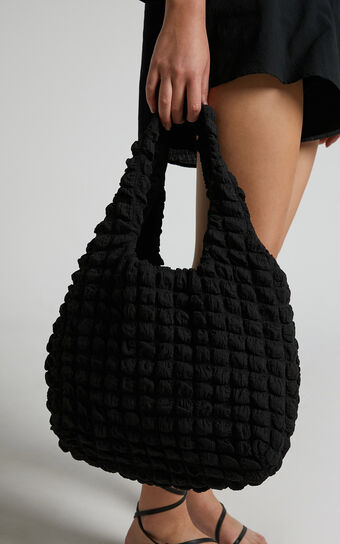 Jenevera Bag - Quilted Puff Bag in Black