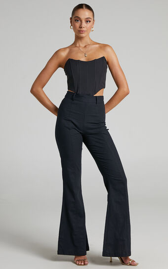 Chielo High Rise Fit and Flare Pant in Black