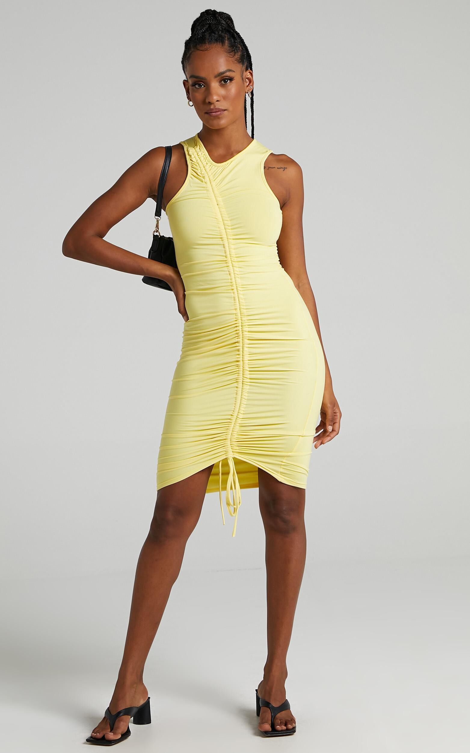 Cammy Midi Dress - Bodycon Dress in Lemon | Showpo USA