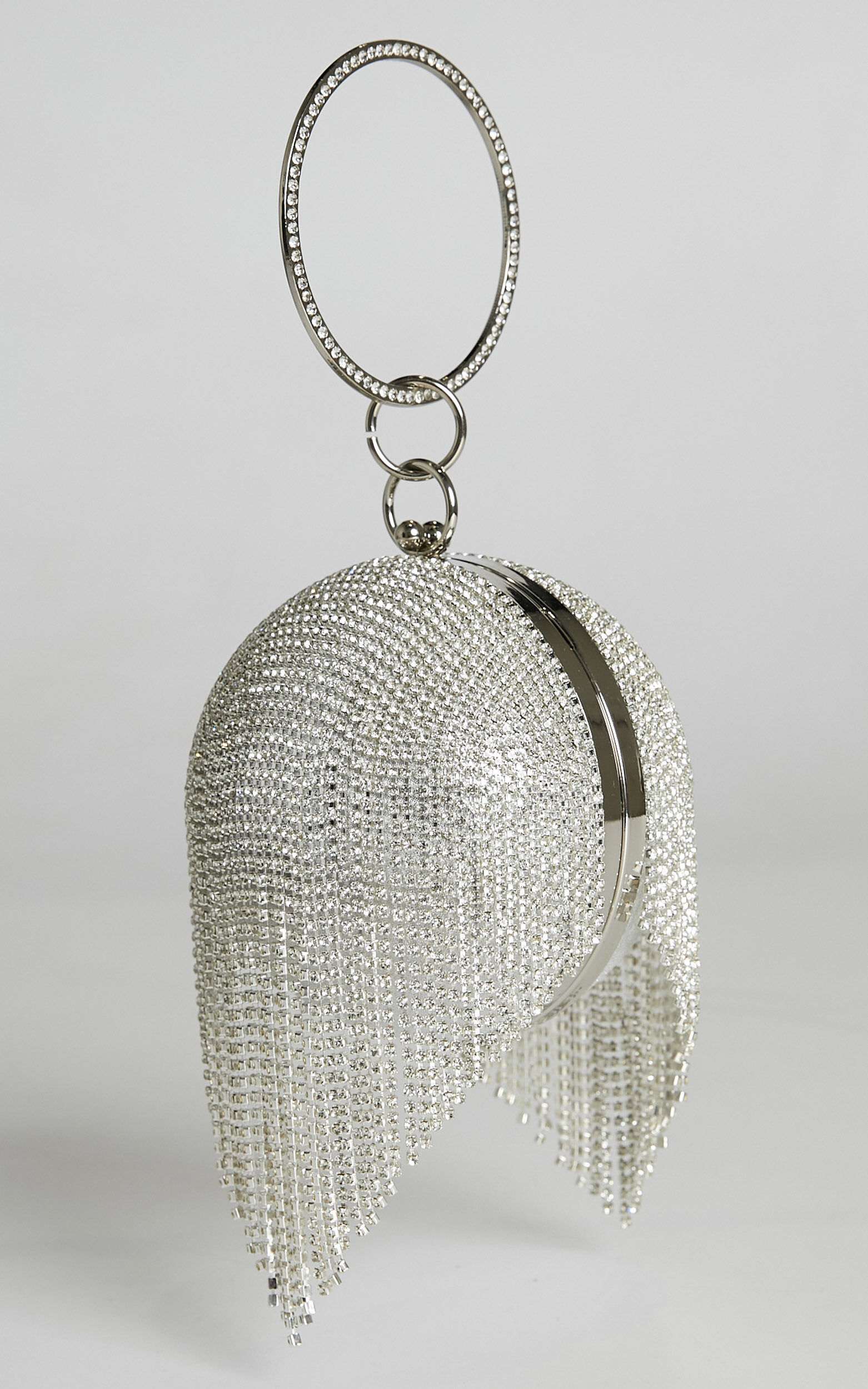 Downeti Diamante Sphere Clutch Bag in Silver - OneSize, SLV1, super-hi-res image number null