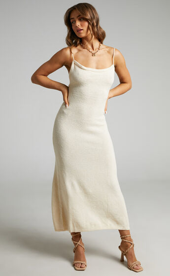 Yurika Knit Open Back Midi Dress in White