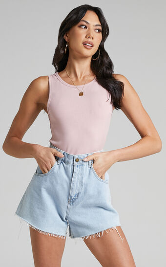 Can't You Tell Top - Ribbed Tank Top in Dusty Pink