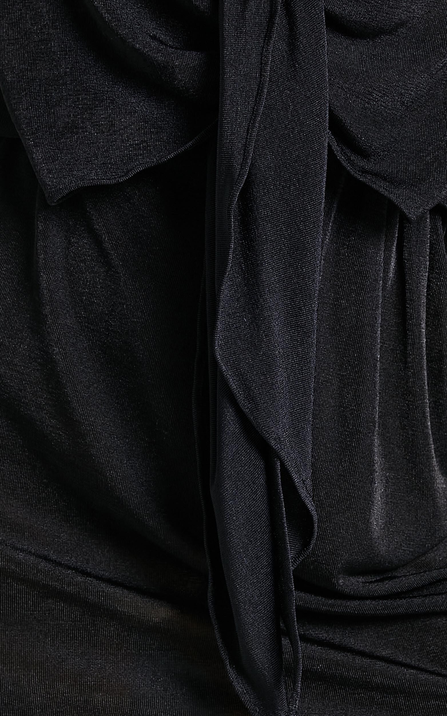Kierah Plunging Center Tie Mini Dress in Black | Showpo USA