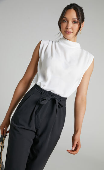 Arianae High Neck Top in White