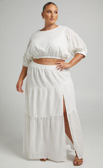 Clarita broderie anglaise Two piece set in White