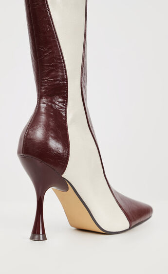4th & Reckless - Tiffany Ankle Boots in Maroon and Cream