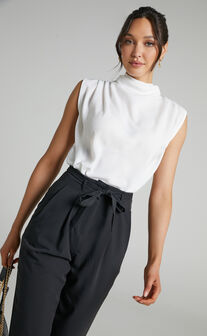 Arianae Top - High Neck Top in White