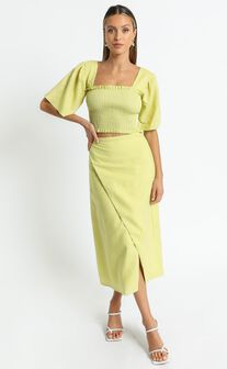 Charlie Holiday - Mila Wrap Skirt in Chartreuse