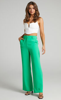 Bonnie High Waisted Tailored Wide Leg Pants in Green