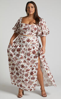 Amalie The Label -  Rosabel High Waisted Maxi Skirt in Luca print