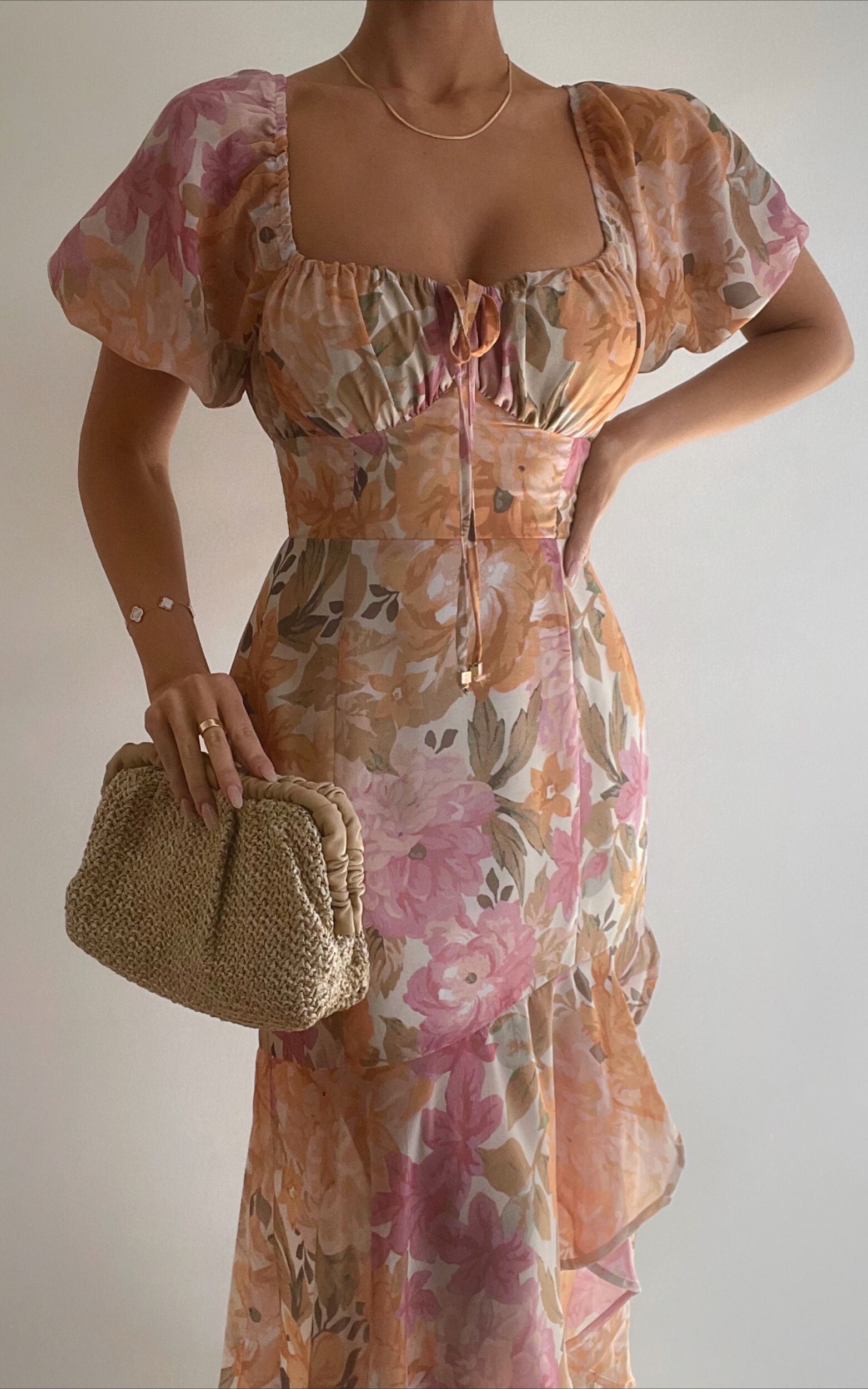 Jasalina Midaxi Dress - Puff Sleeve Dress in Elegant Rose - 06, MLT2