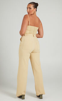 Danielle Bernstein - High Waisted Classic Trouser in Taupe