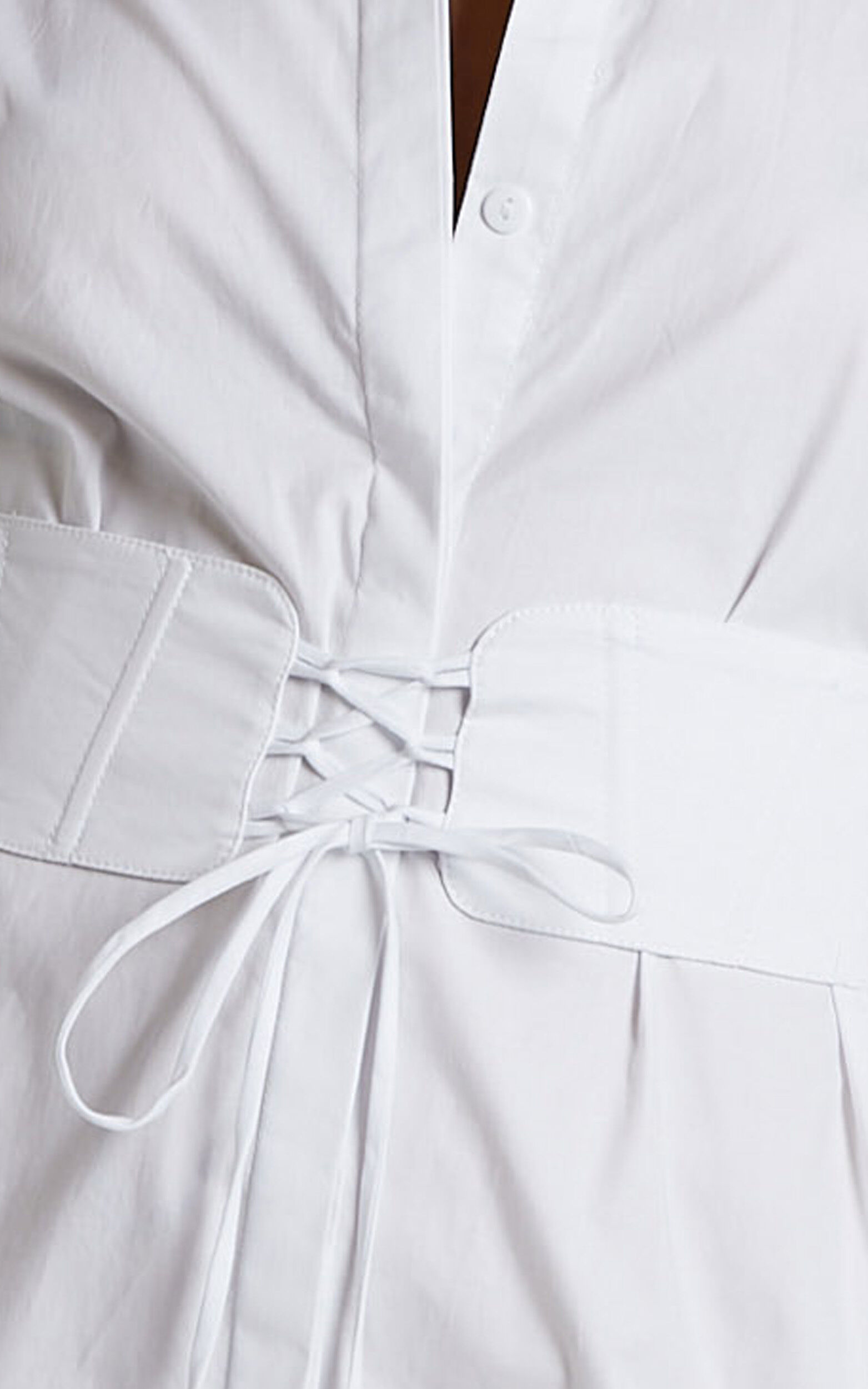 Ichia Mini Dress - Corset Shirt Dress in White | Showpo USA