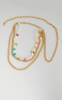 Salma Layered Body Chain in Pearl/Gold