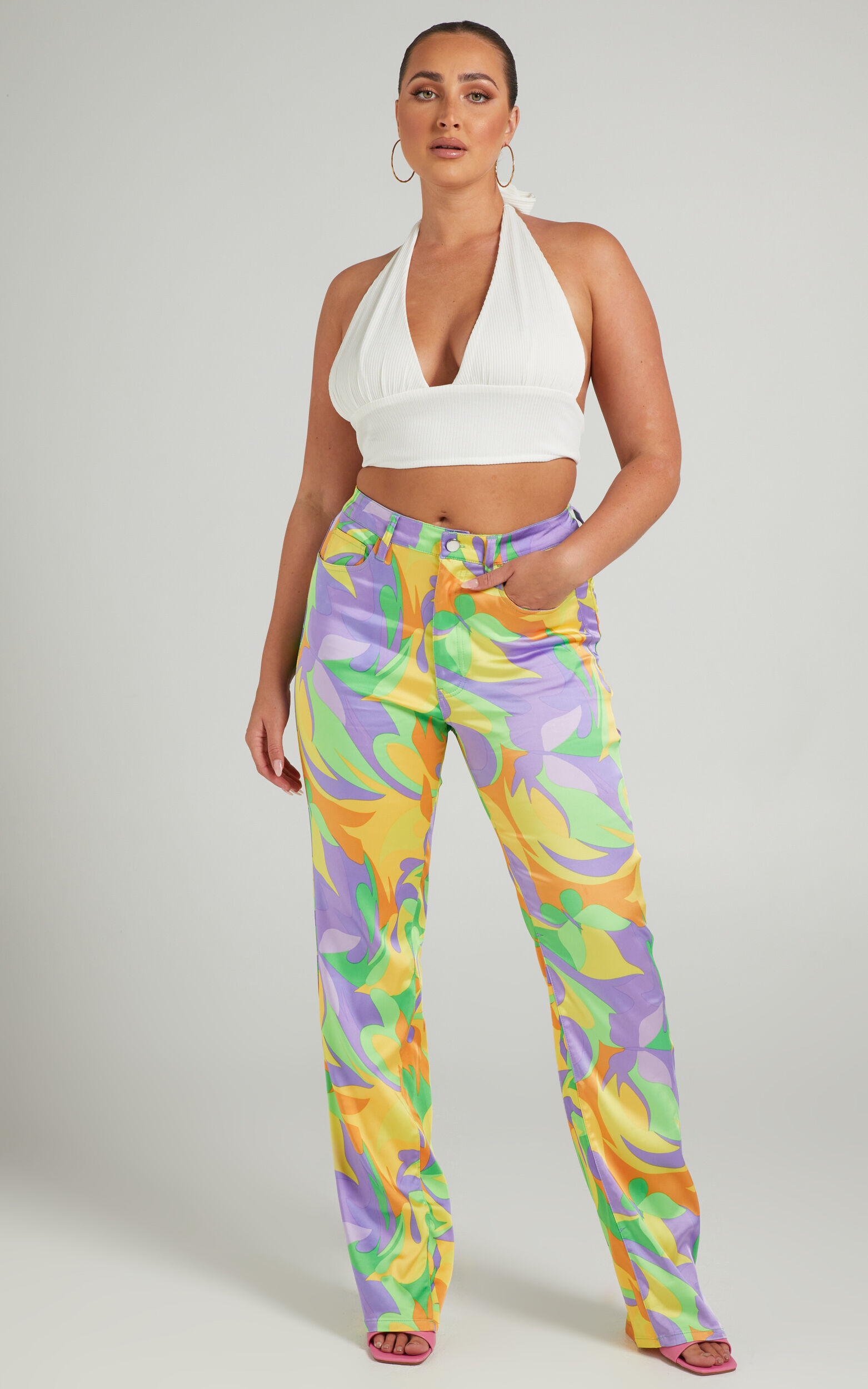 Danielle Bernstein - Saved By The Bell Ankle Flare Pants in Multi - 06, MLT1, super-hi-res image number null