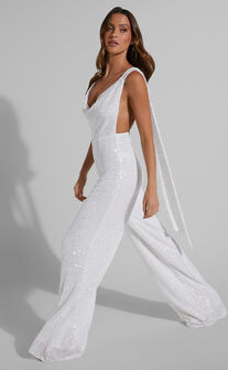 Genelyn Bridal Jumpsuit - Strapless Wide Leg Jumpsuit in White