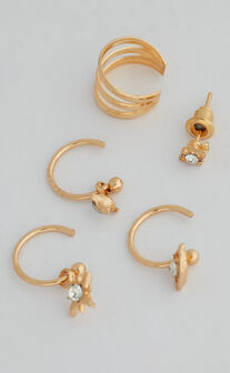 Joynie Earrings Pack of 5 in Gold