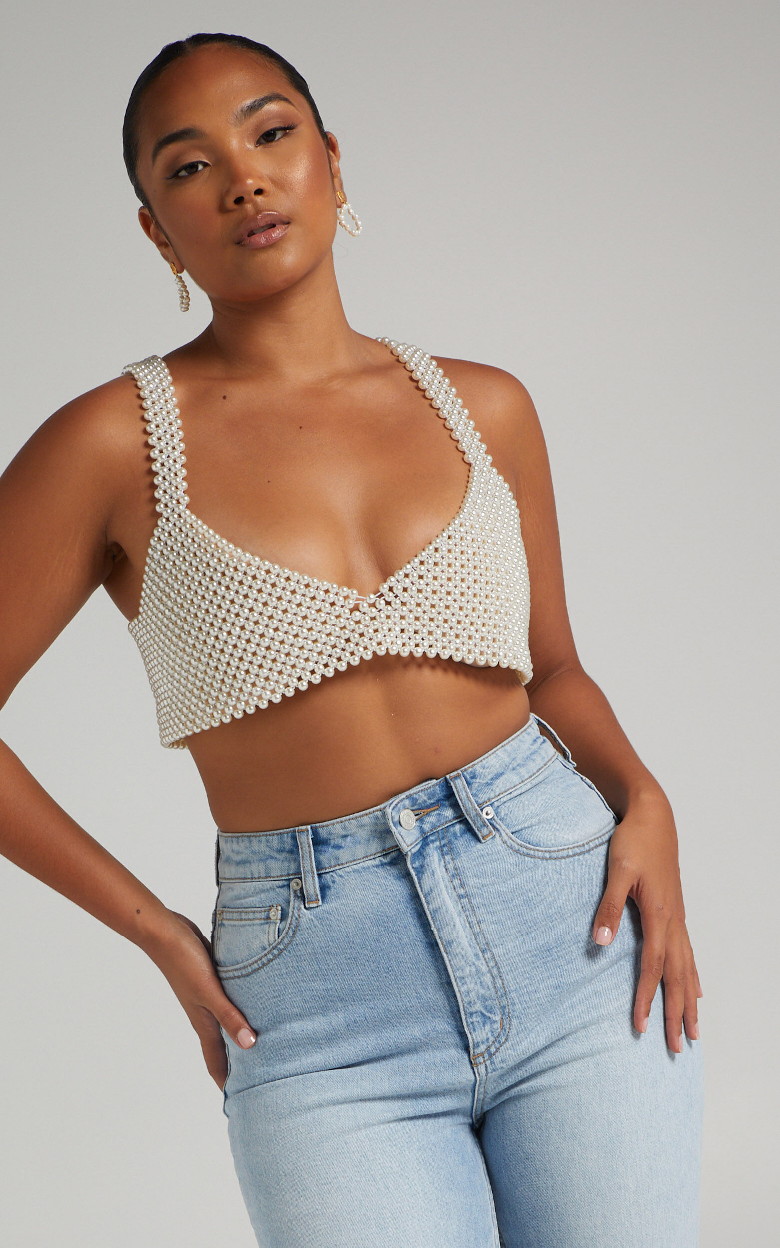 Peggy Crop Top in Pearl - M, WHT1, super-hi-res image number null