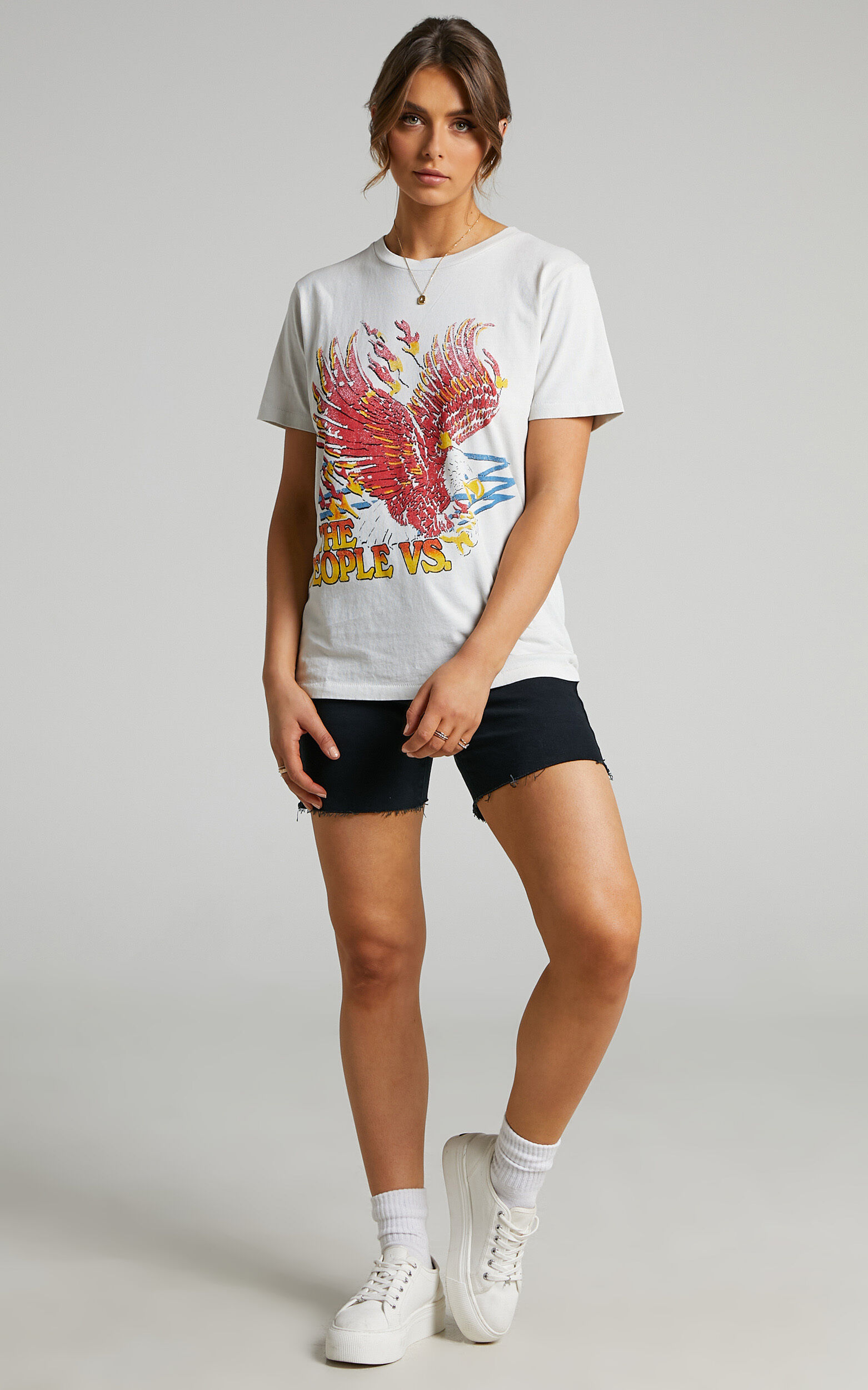 The People Vs - Flaming Rally Boyfriend Tee in Alibaster - L, WHT1, super-hi-res image number null