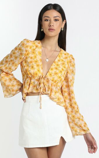 Dance It Out Top in Sunflower Print