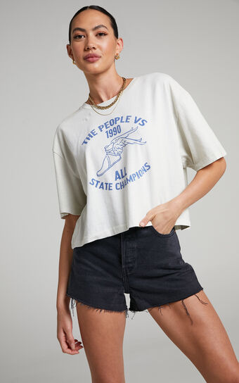The People Vs - Athletica Crop Tee in Antique White
