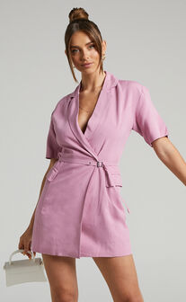 Roula Wrap Front Mini Blazer Dress in Pink