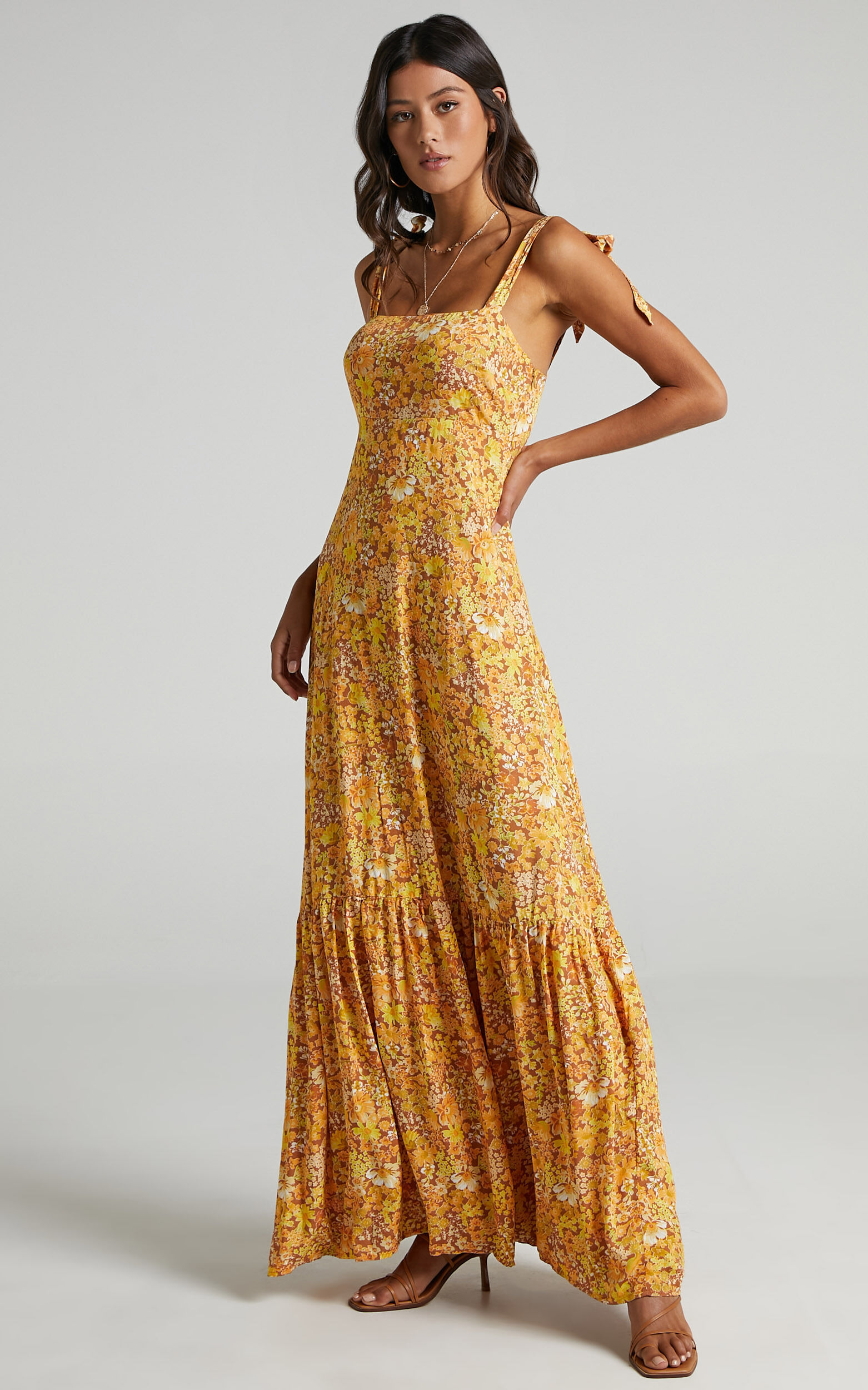 Honor Dress in Rustic Floral - 6 (XS), Mustard, super-hi-res image number null