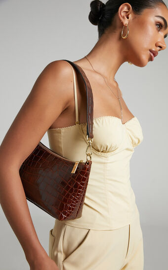 NAKEDVICE - THE CHRISTY BAG in Brown CROC