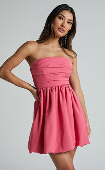 Shaima Mini Dress - Strapless Dress in Fondant Pink