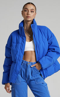 Candice Oversized Puffer Jacket in Cobalt
