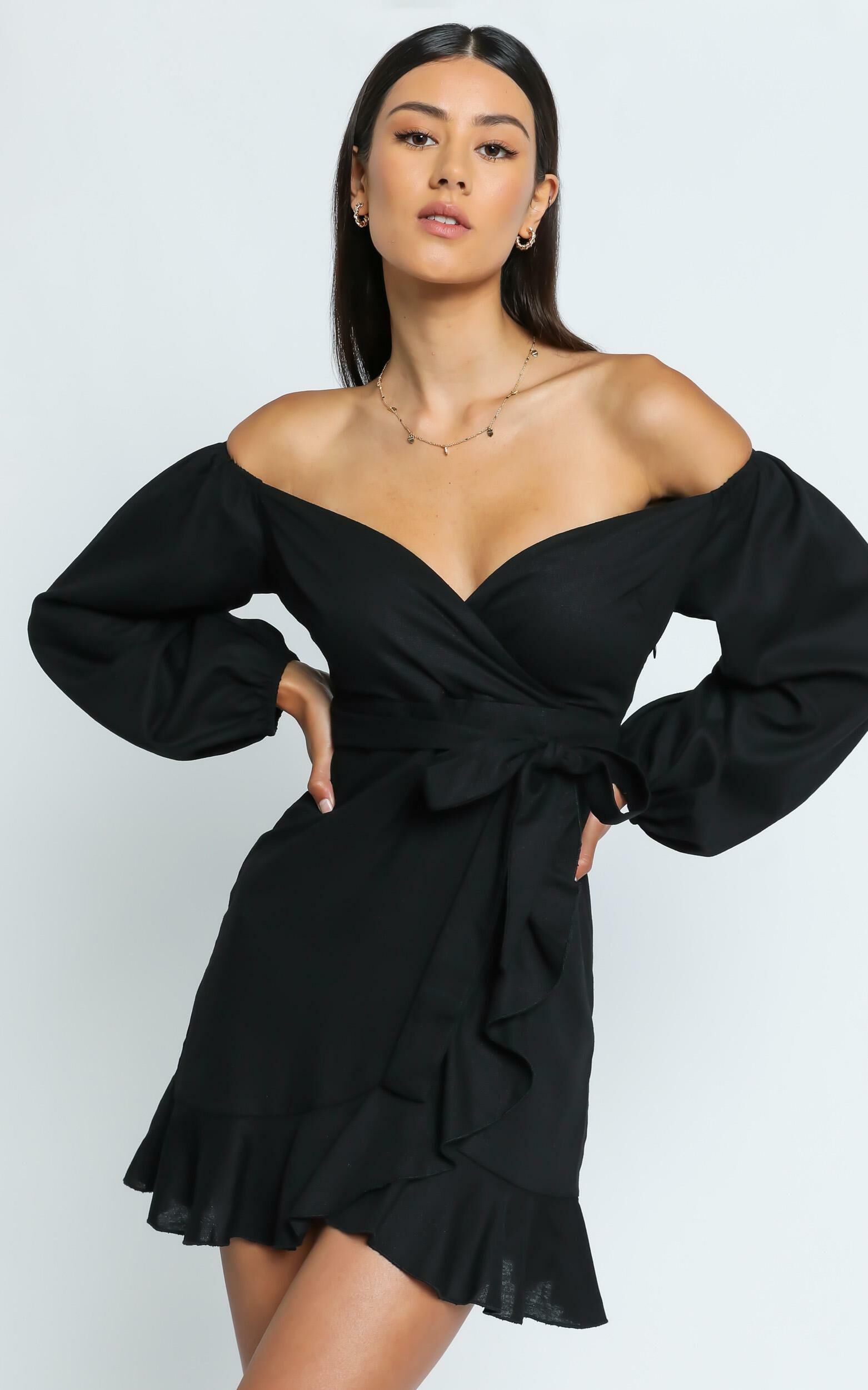 black long sleeve going out dress