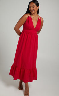 Zhan Double Strap Maxi Dress in Red
