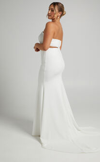 Hopeless Romantic Two Piece Set - Strapless Crop Top and Maxi Skirt Set in Ivory