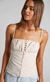 Marsha Camisole - Button Through Top in Natural