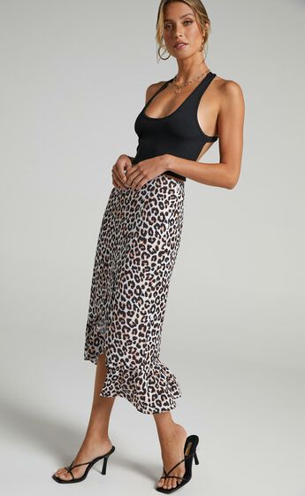 Keep Me Amused Midi Skirt in Leopard Print